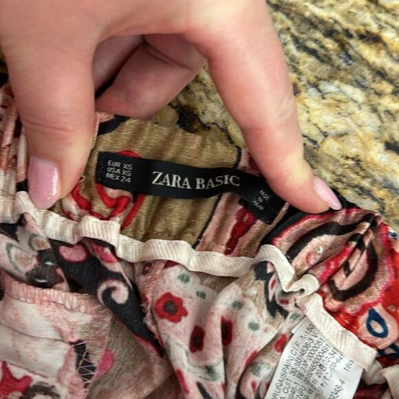 Zara Paisley Print Elasticized Waist Wide Leg Pants Trousers Size XS - Picture 7 of 11
